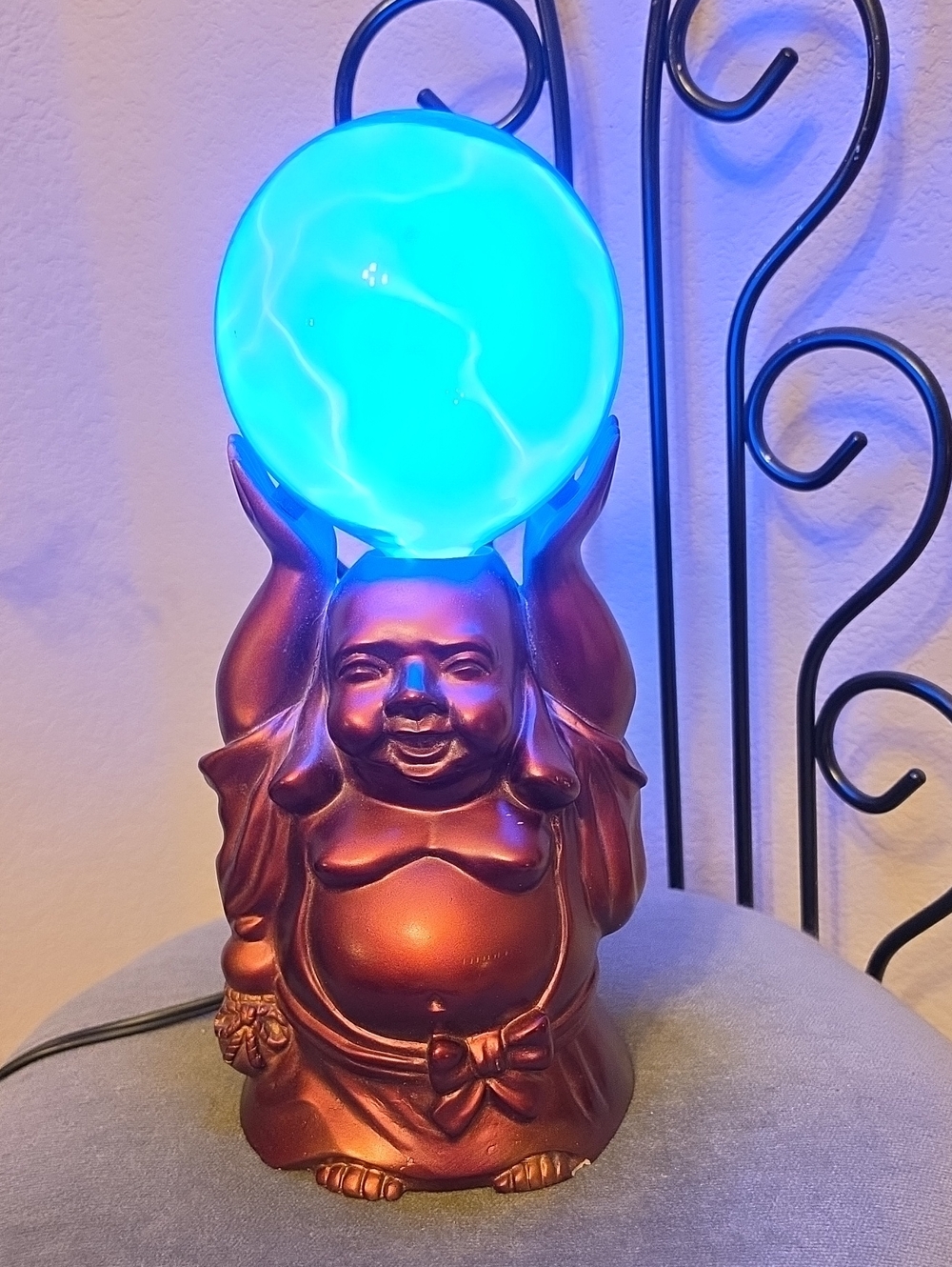 Lumisource Laughing Buddha Table Lamp with Blue LED Globe